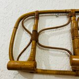 Vintage rattan wall-mounted coat rack