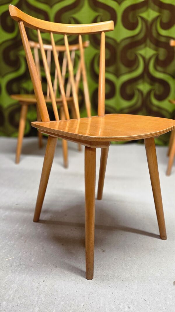 Lot de 4 chaises  bistrot campagnard ferme chalet 1960 vintage