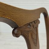 1930s, set of 6 Danish chairs, furniture velour, oak wood, reupholstered.