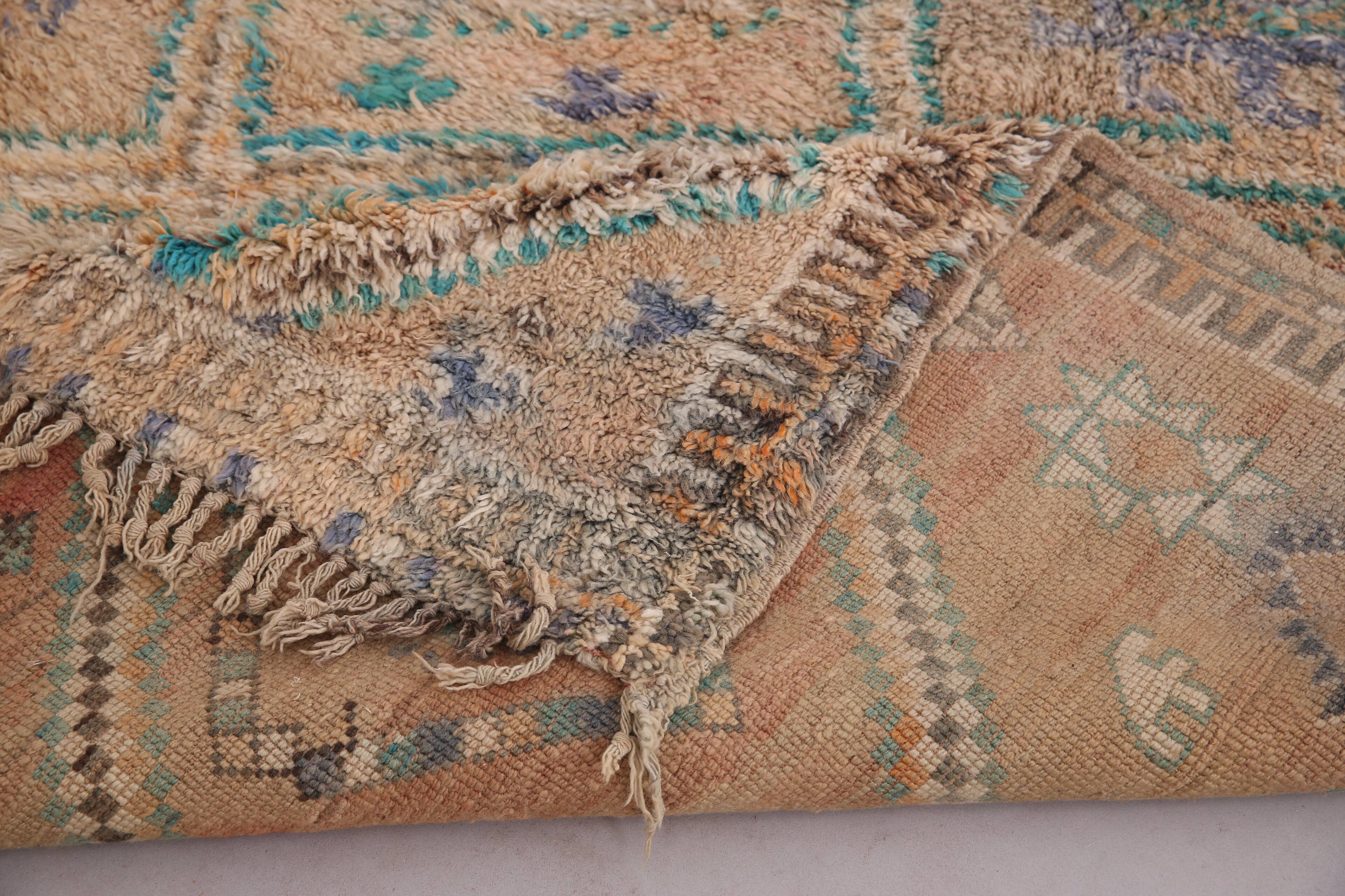Peach Vintage Moroccan Rug 183 x 357 cm - Berber Wool Rug - Handmade Rug
