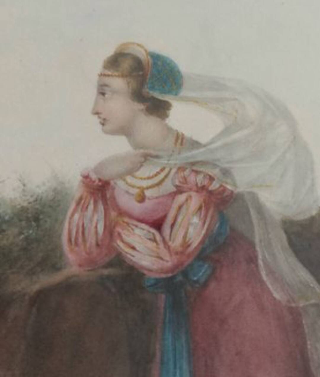 Aquarelle de femme, XIXème