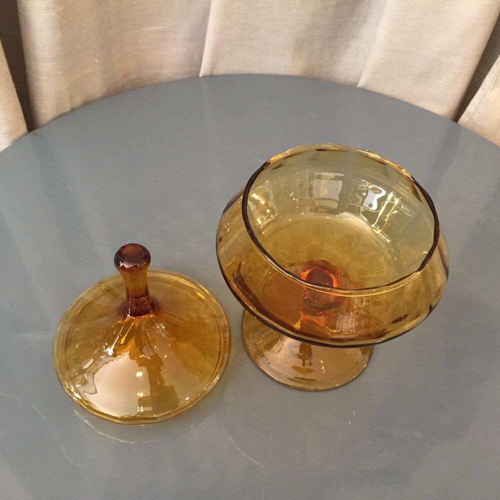 Amber glass candy or standing cup