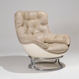 MICHEL CADESTIN KARATE LEATHER ARMCHAIR, 1970s