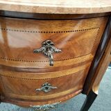 Chest of drawers old marquetry marble top style louis xvi