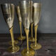 Set of 6 champagne flutes in brass and silver-plated metal – height 24 cm