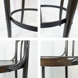 Tabouret de bar Tabouret en bois Bug brun foncé Mid Century Vintage repose-pieds en métal Bar compto