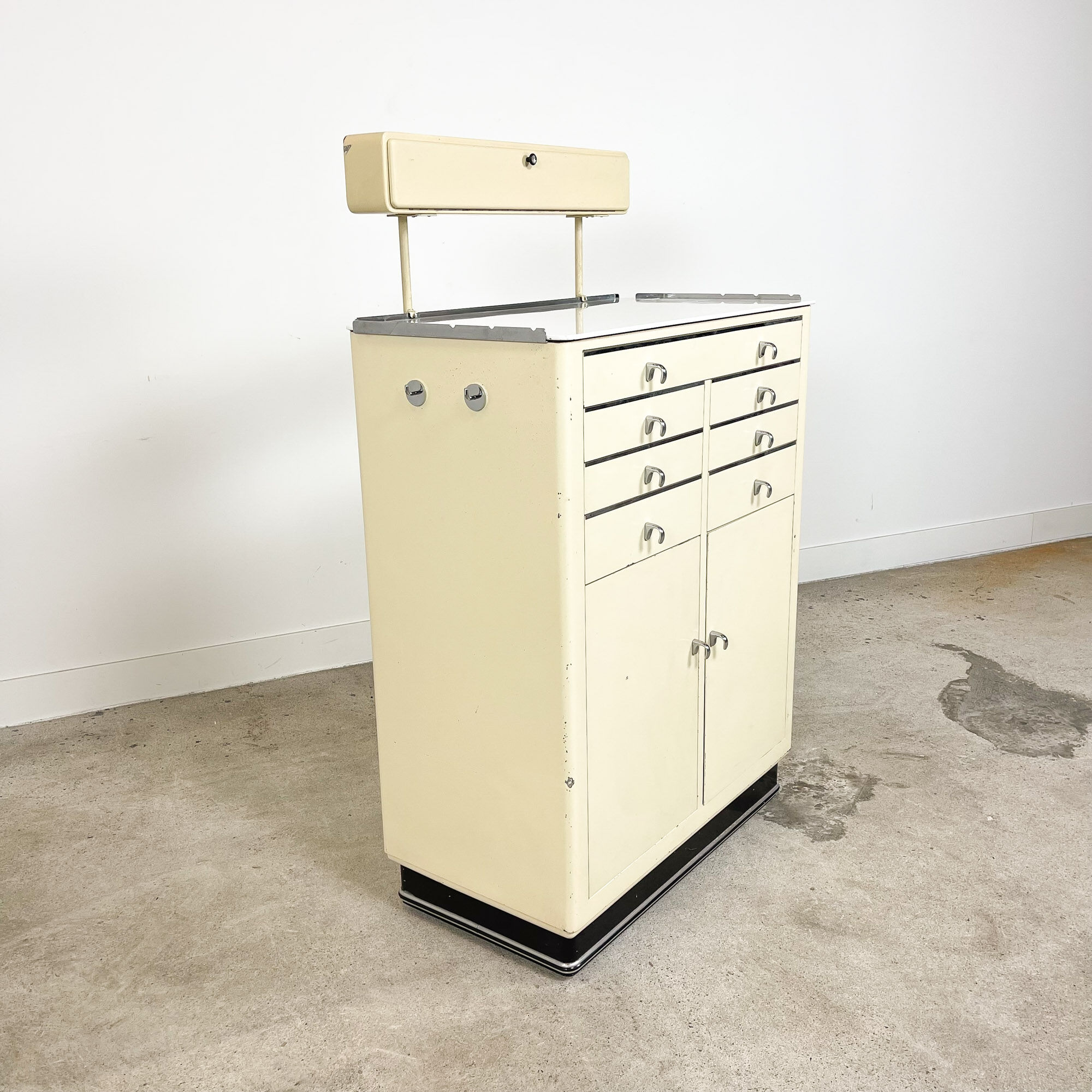 Industrial medical dentist cabinet on wheels Germany 1950s