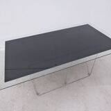 Max Sauze dining table in metal and enameled glass, 1960