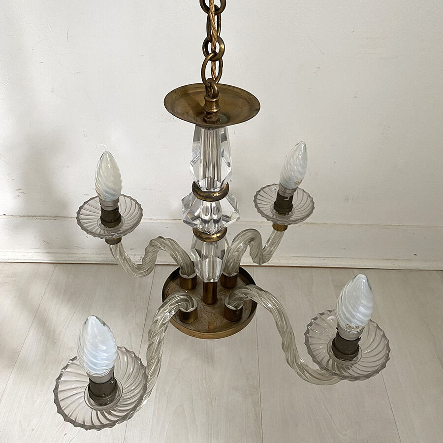 50's vintage glass and brass suspension