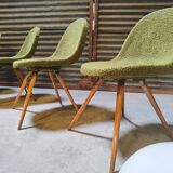 Suite of 4 chairs by Miroslav Navratil Wood resin and fabric Year 60