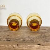 7 small amber glasses
