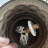 Large pendant lamp with mother-of-pearl and brass shade