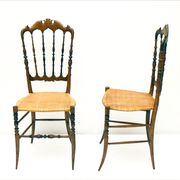 Chiavarina chairs in cherry wood with straw seat, early 20th century, Set of Four