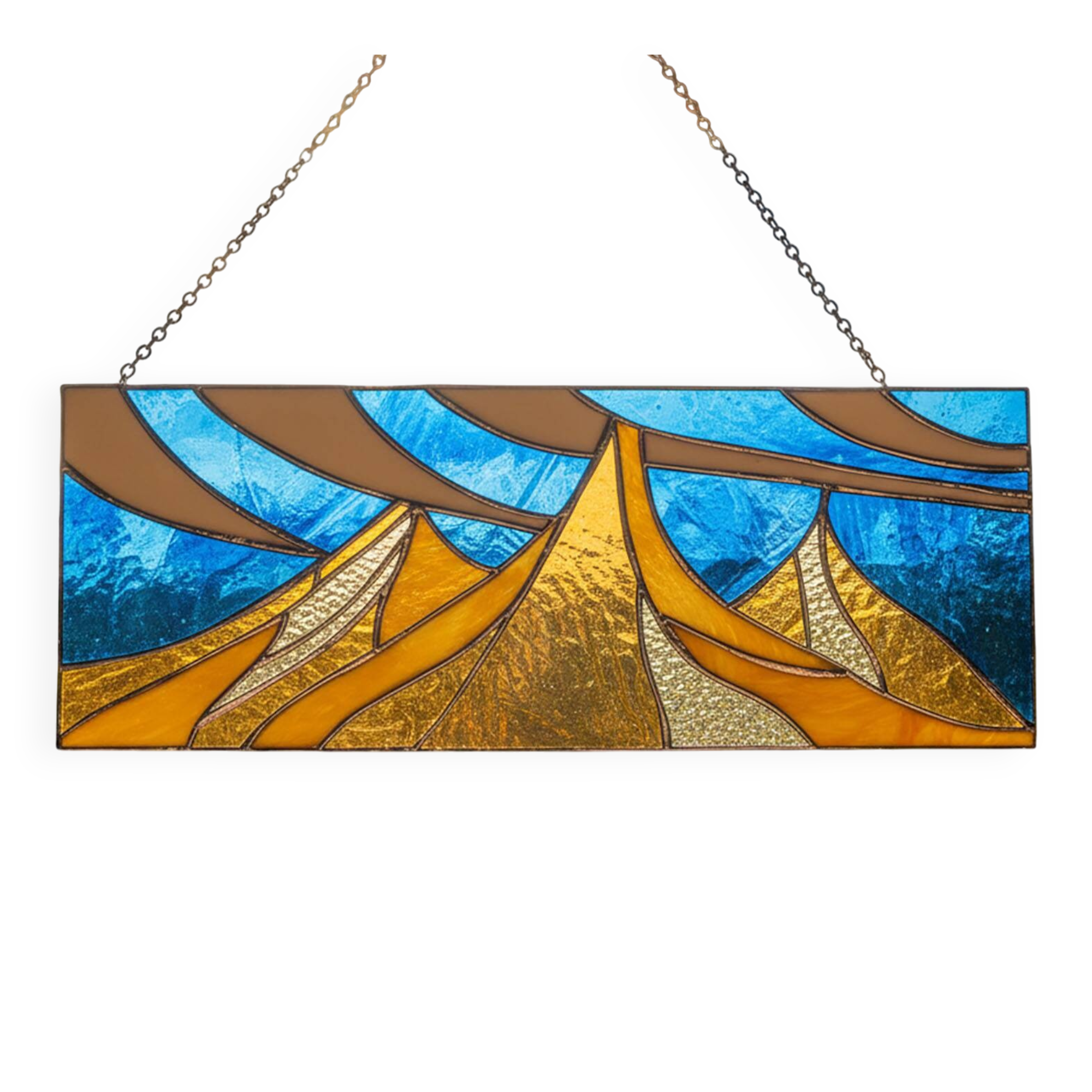 Vitrail paysage – Style Tiffany fait main, panneau décoratif