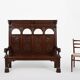 Antique French 18th Century Gothic Style Oak Carved High Back Panel Settle