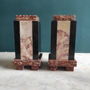 Pair of French vintage marble bookends, art Deco