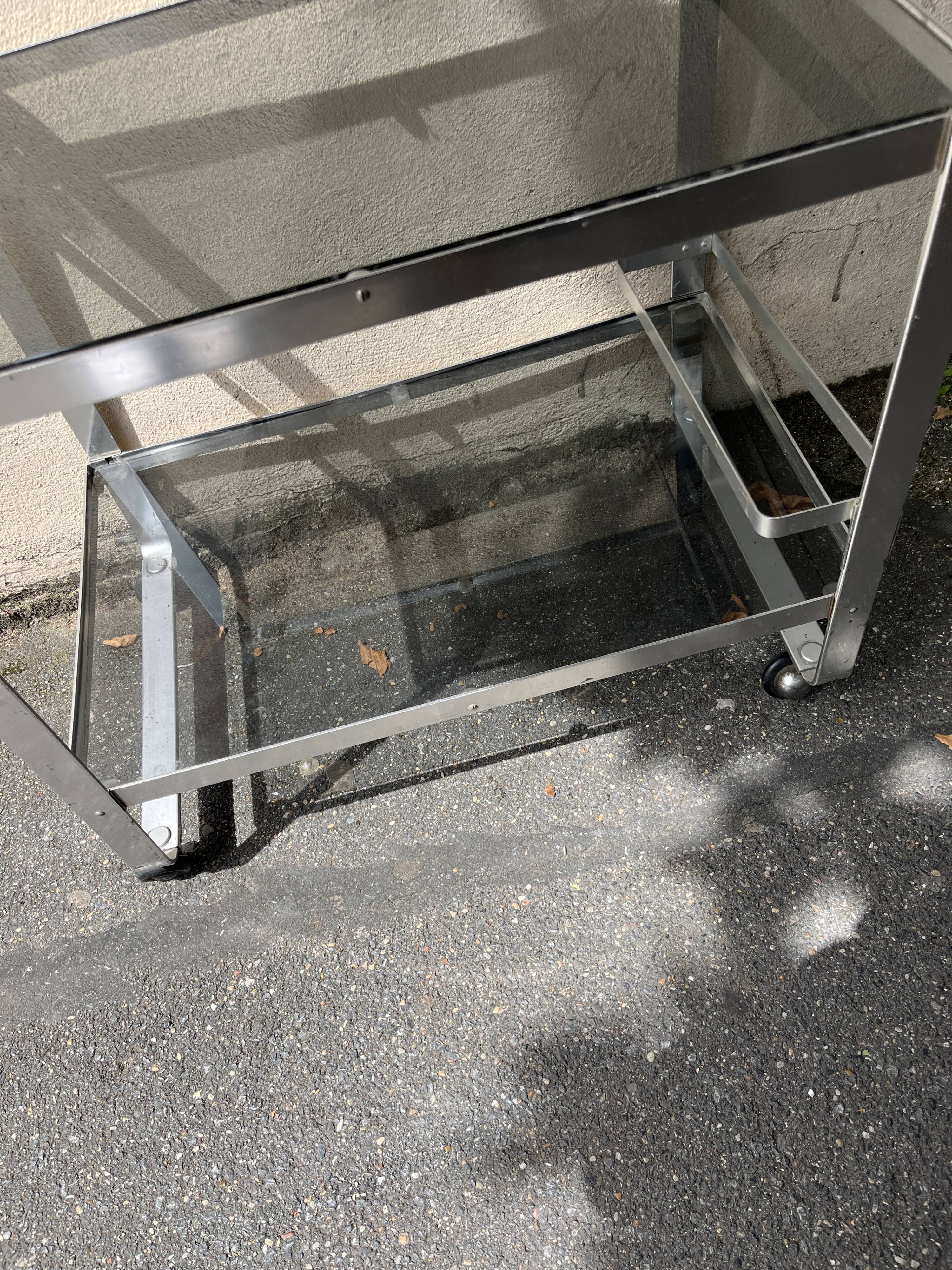 Vintage aluminum rolling trolley