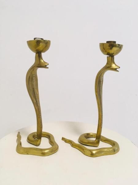 Pair of Snake candle holders