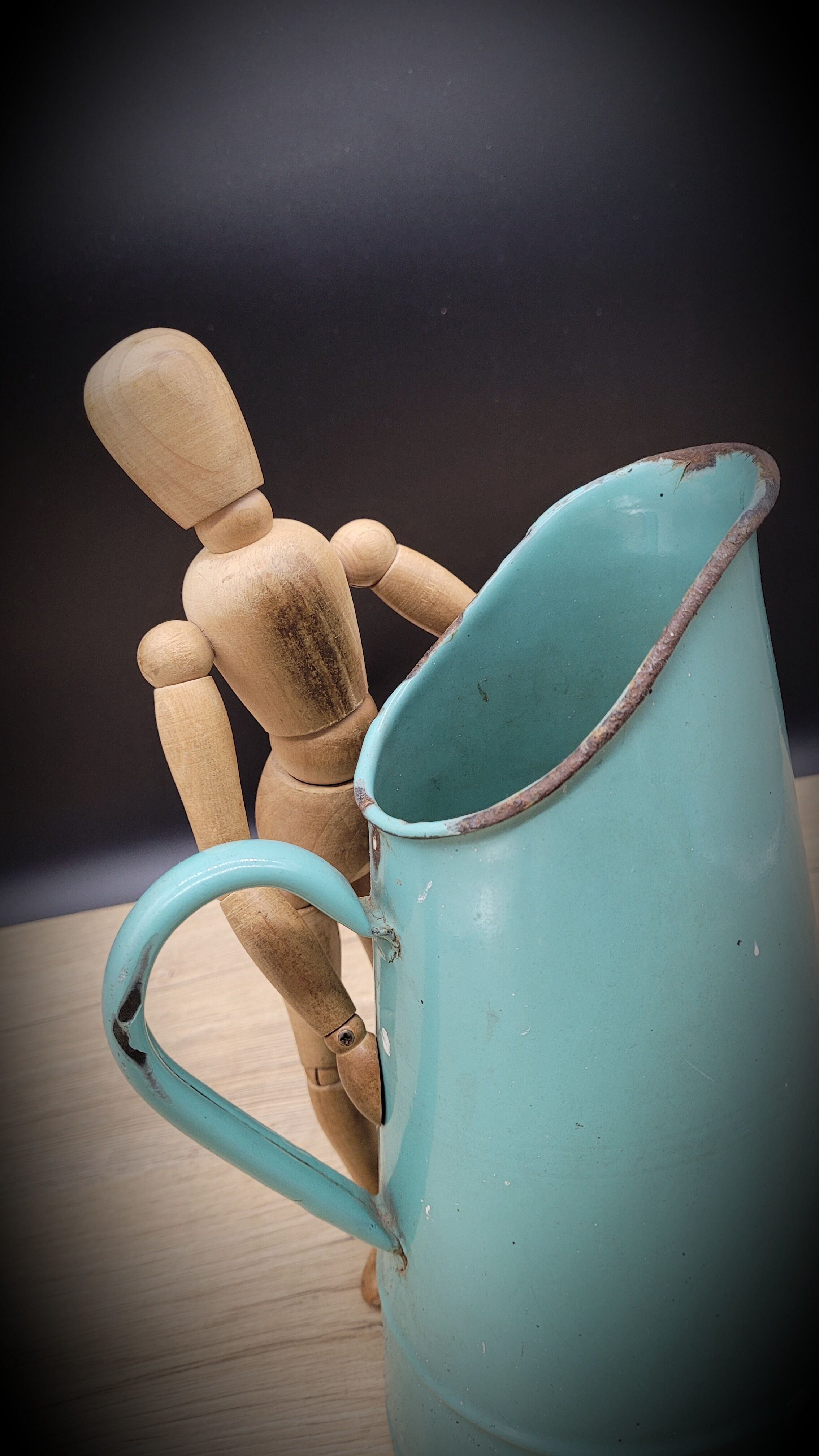 Green enamelled pitcher