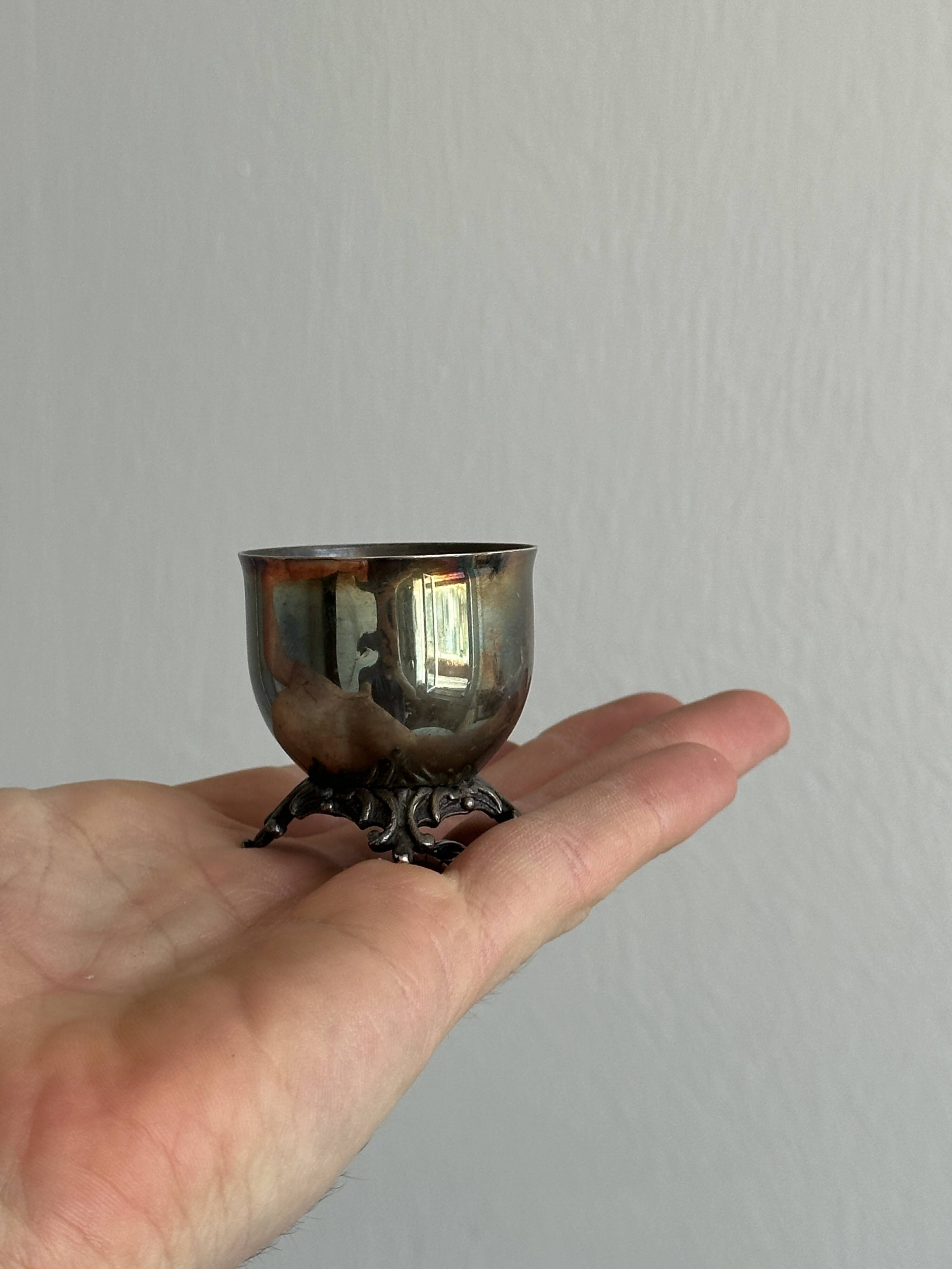 Small vintage metal egg cup