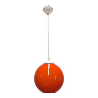 Orange opaline ball pendant light, 1960s-70s