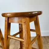 Pair of high stools / bar varnished wood 60-70s