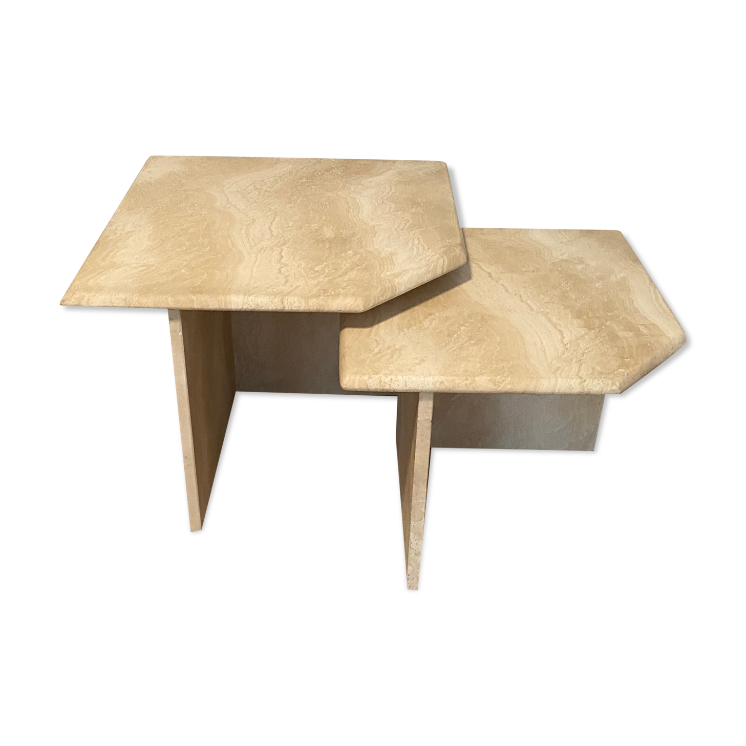 Travertine nesting tables, Italy, 1980s