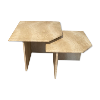 Tables gigognes en travertin, Italie, 1980