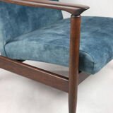 GFM-142 Chair in Blue Chameleon Velvet by Edmund Homa, 1970s