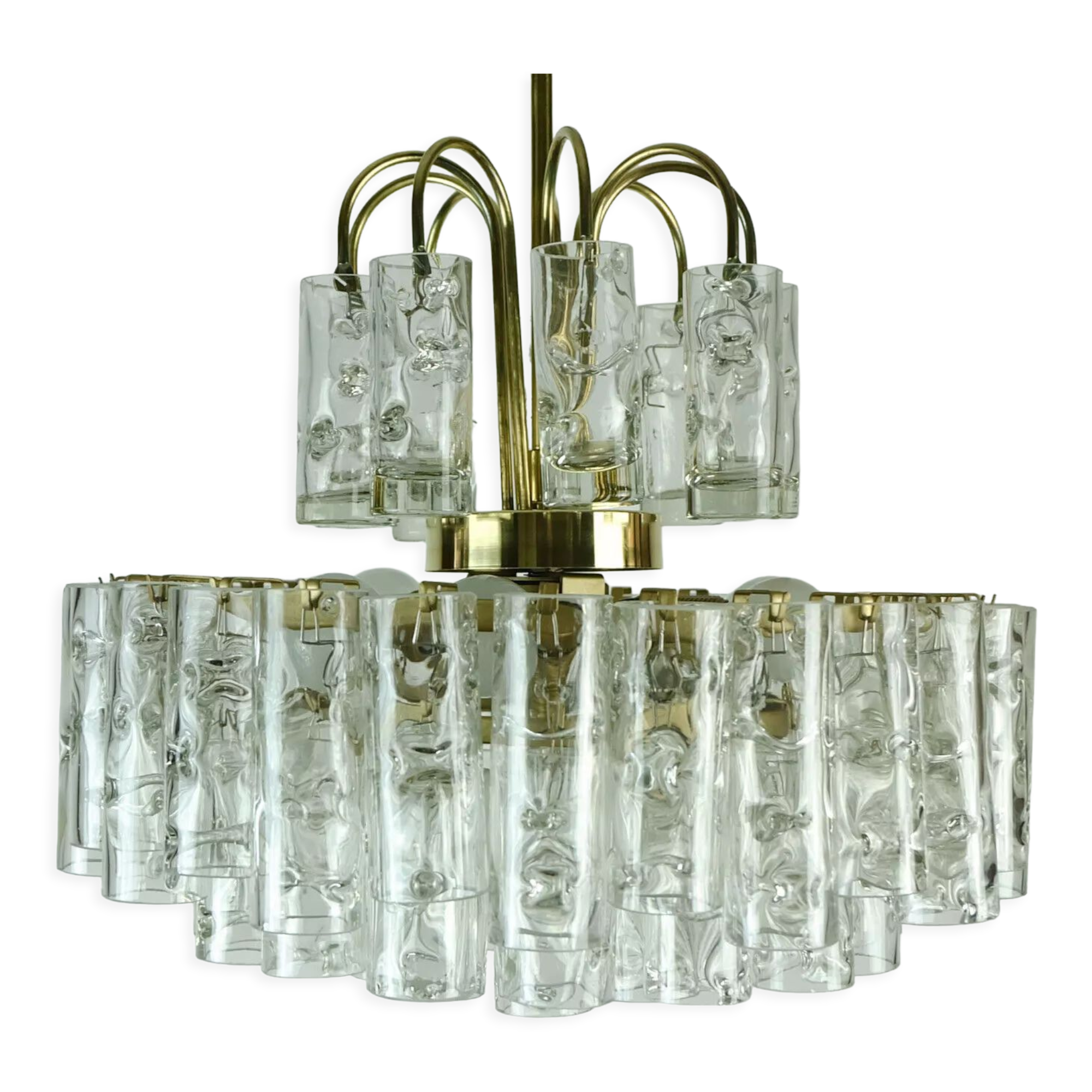 4-tier mid century chandelier with 62 glass tubes 60s