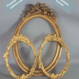 Former oval Art-Deco wood frame - 56x38 cm gold stucco, 50.2x35.2 cm SB