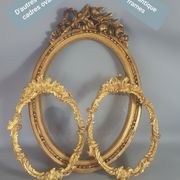 Former oval Art-Deco wood frame - 56x38 cm gold stucco, 50.2x35.2 cm SB