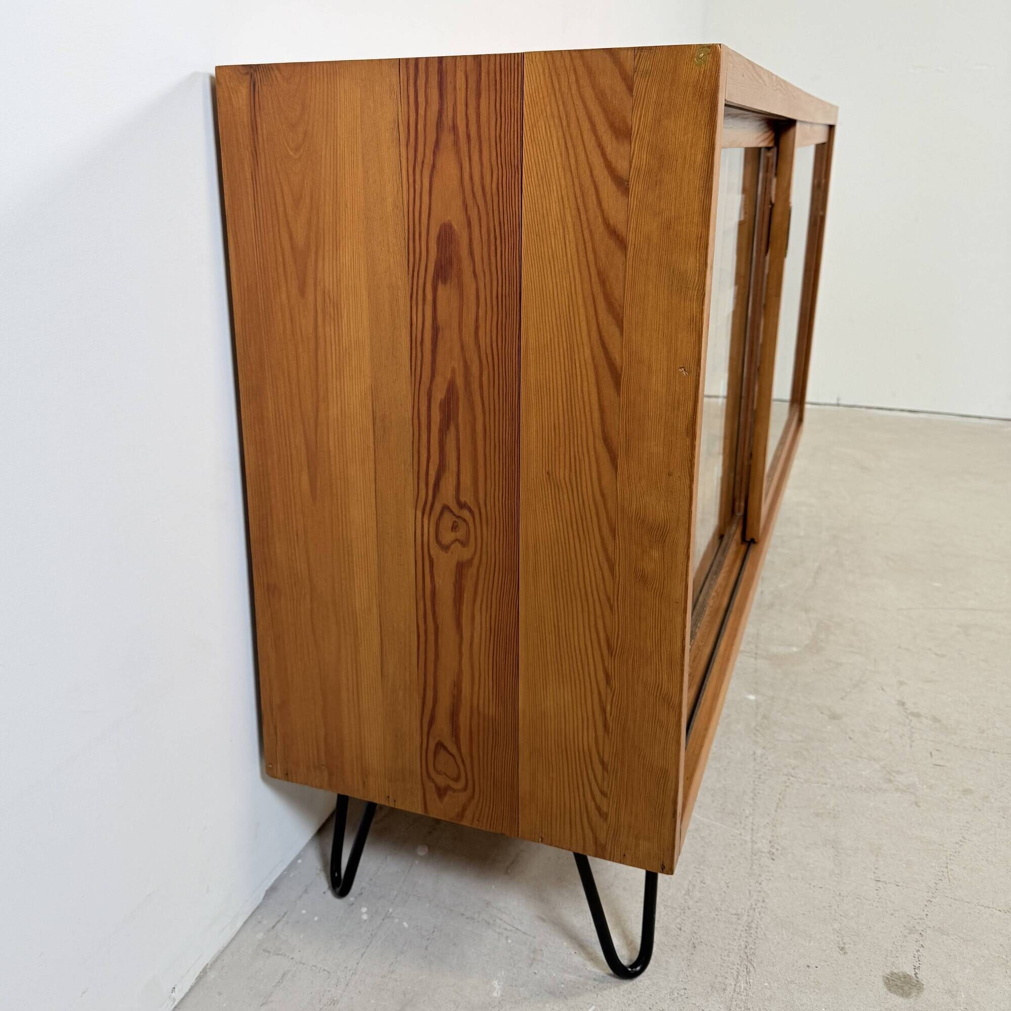 Vintage German Pine Sideboard / Sorting Cabinet with 24 Drawers & Glass Sli