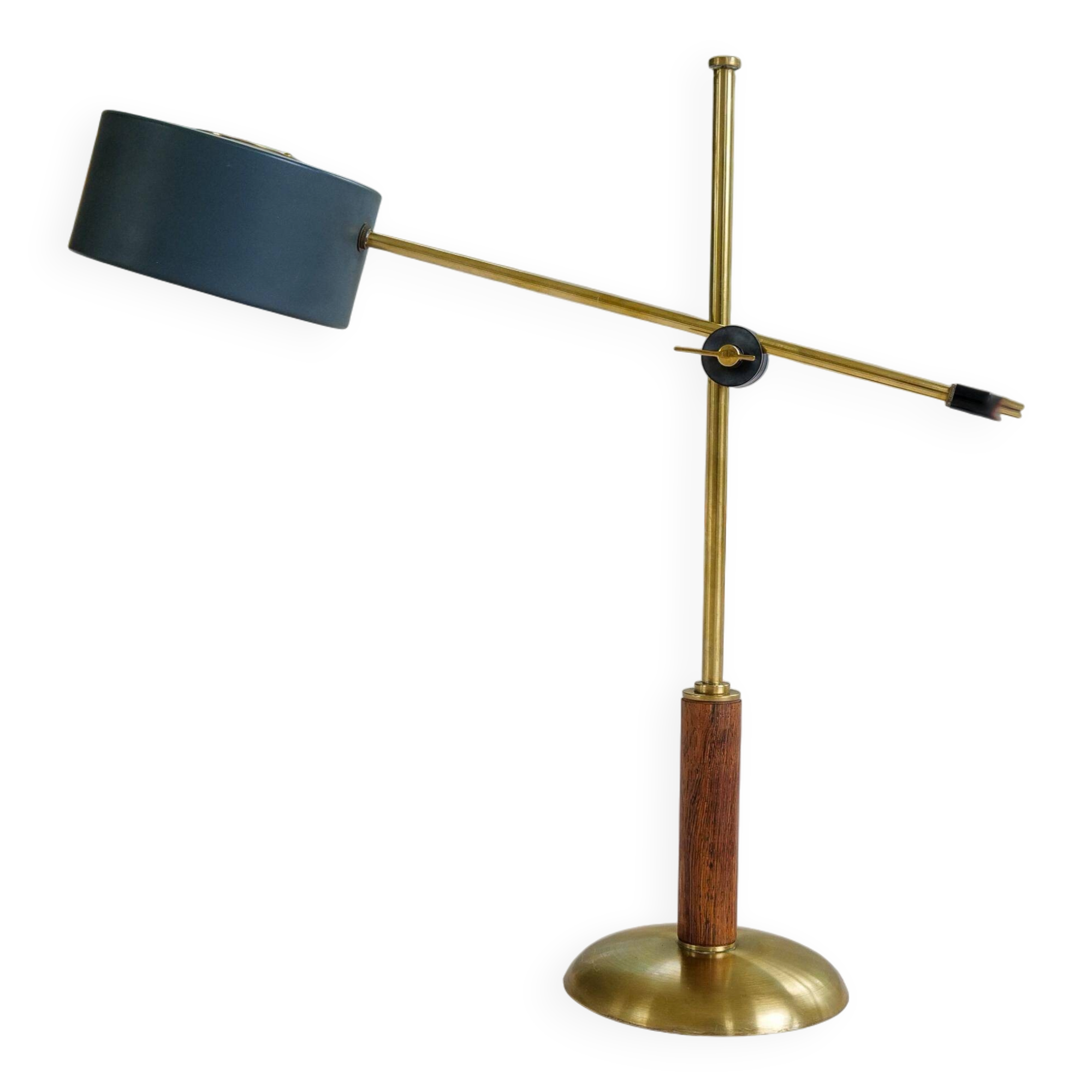Mid-century modern table lamp in brass and walnut, rare by Einar Bäckström, Sweden.