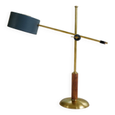 Mid-century modern table lamp in brass and walnut, rare by Einar Bäckström, Sweden.