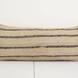 10" x 26" vintage extra long turkish hemp kilim pillow cover, bench anatolian cushion cover