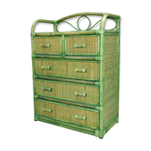 Commode en rotin vert circa 1970