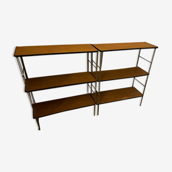 Paire d'étagères modulables vintage 1950-1960