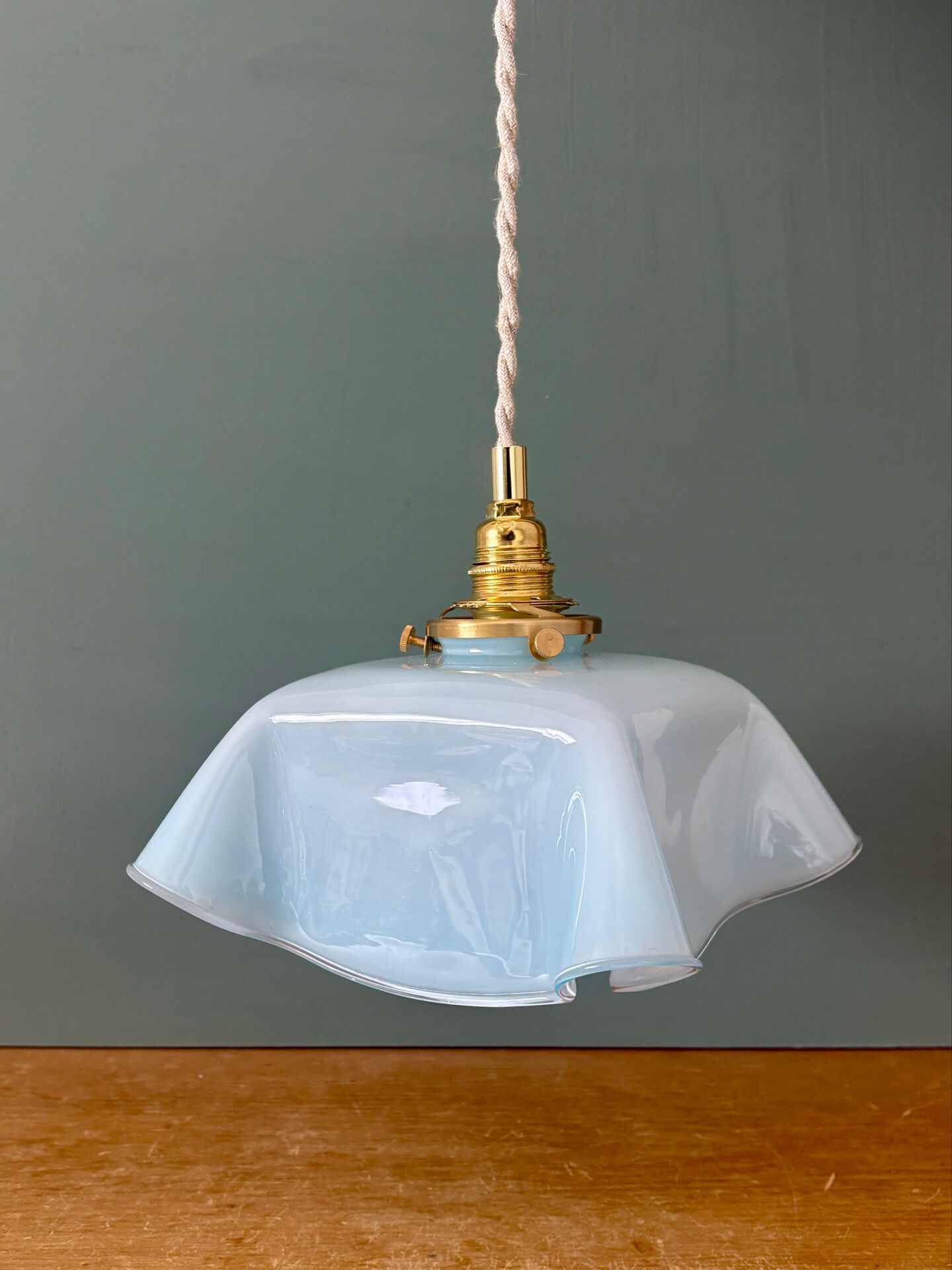 Vintage blue opaline pendant light