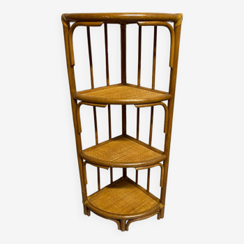 Rattan corner shelf