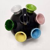 Black Lacquered Ceramic Tulip Vase Ascribable to Pucci Umbertide, Italy