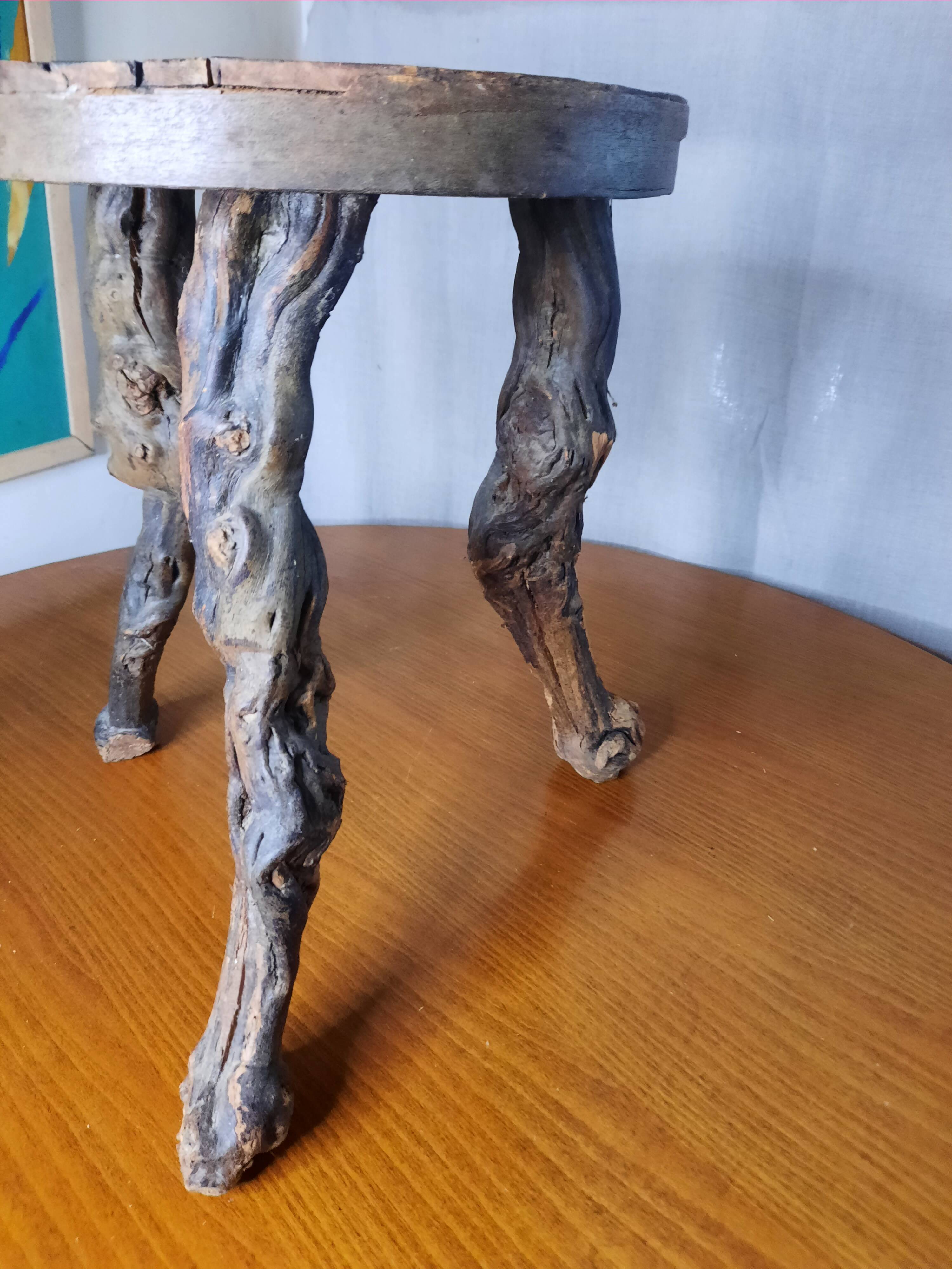 Tabouret ancien ceps de vigne
