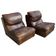 Paire de fauteuils / chauffeuses / clubs vintage en cuir, 1970s