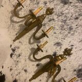 Pair of gilt and chiselled bronze wall lights with 3 lights - Louis XVI style