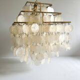 Brass and mother-of-pearl pendant lamp from the 70s