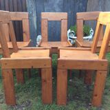 Set of 6 vintage chairs in solid pine.