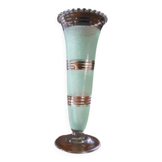 Vase vintage année 50 verre granité verrerie de fains