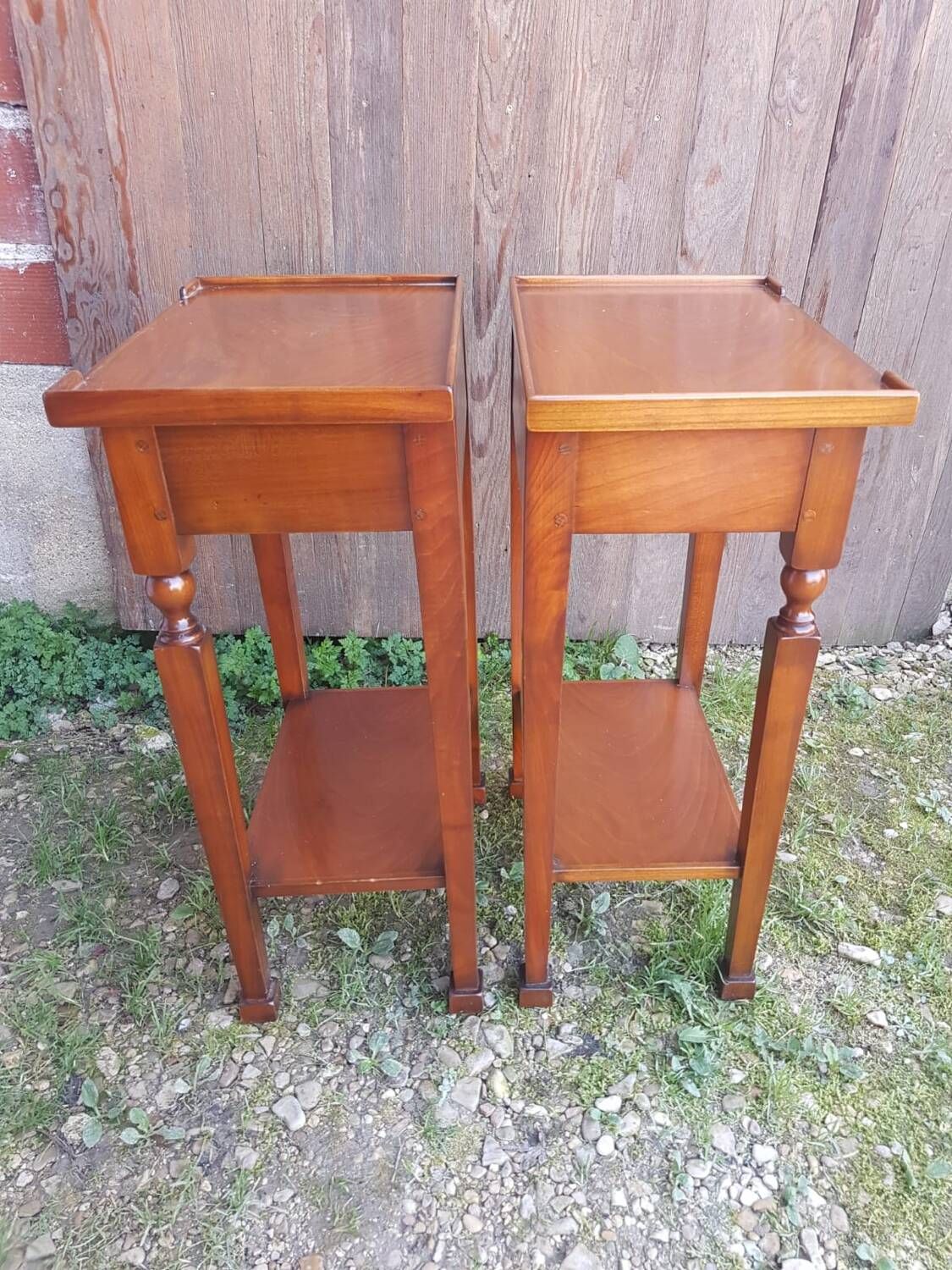 Pair of bedside nightstands with vintage wooden drawer