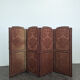 4-leaf screen in red silk with brass nails