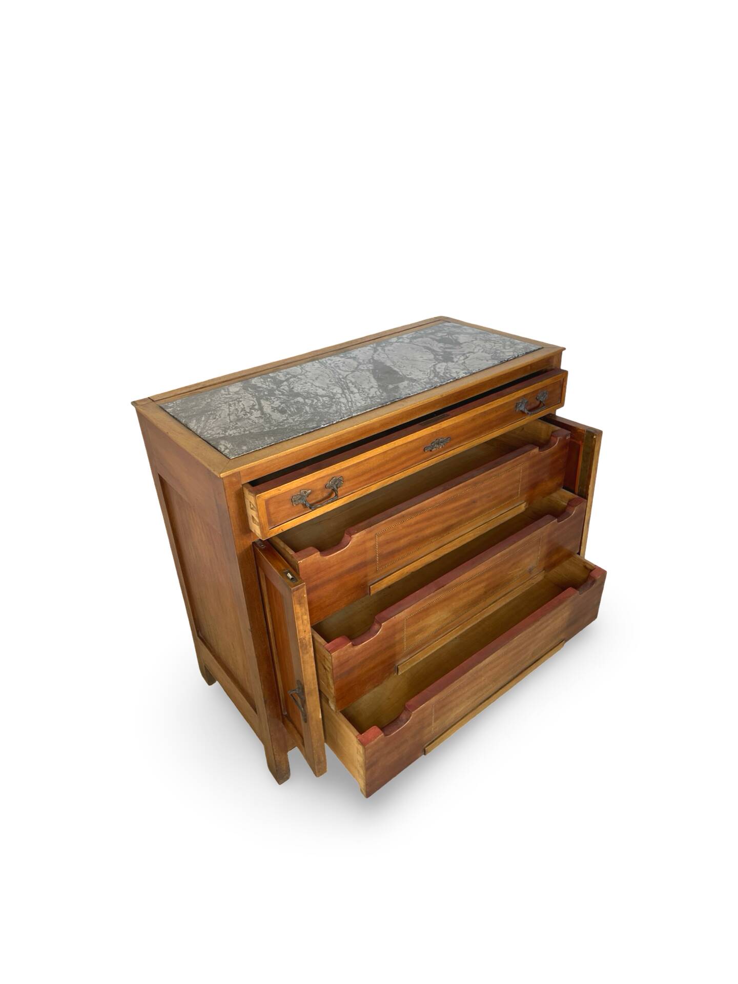 Commode de style Art Déco en bois de cerisier et noyer.